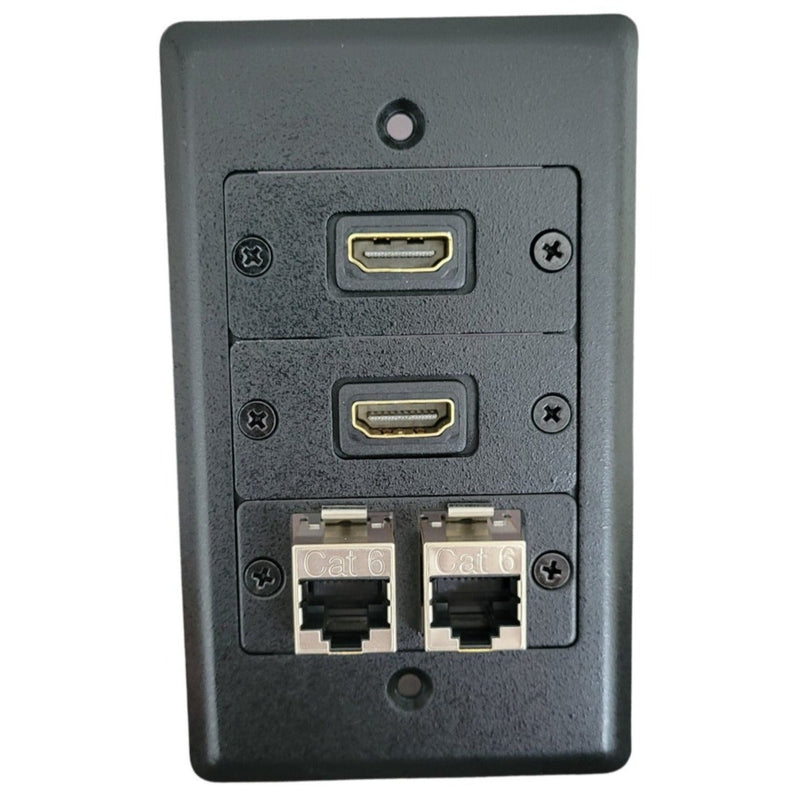 Kramer FRAME-1G Single Gang Wall Plate, 2 HDMI, 2 Cat6, Black,