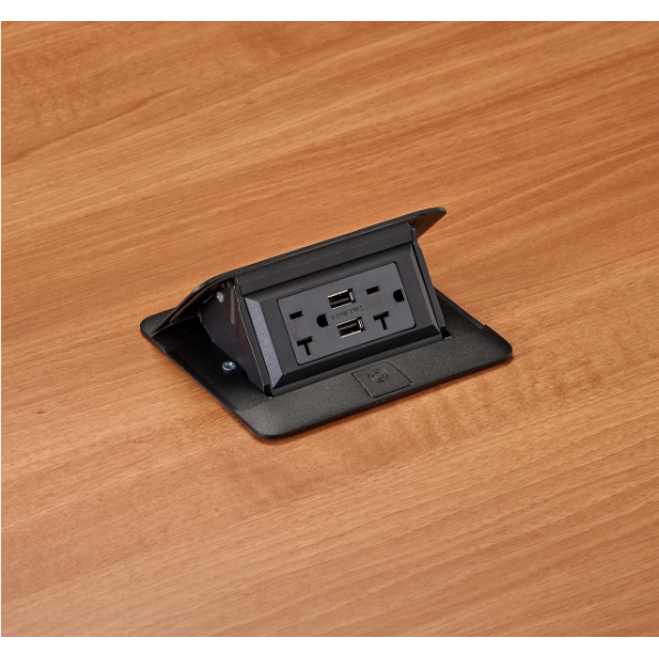 Pop Up Box, 20 Amp, Charging USB, Corded Plug, Black