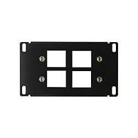 Empty 4 Port Snap-In Insert Plate for Mini Cable Well Conference Table Box, Black