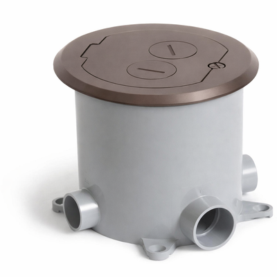 Recessed Round Floor Box for Concrete with Power & Data, Dark Bronze