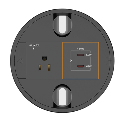 Kramer T-IN2-RND1-B3 Round Surface Mount Box 1 Power, Dual USB-C, 2 Holes, Black