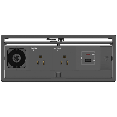 Kramer T-IN4-REC2-B4 Table Box 2 Power, USB-A&C Charging, 1 Hole, Black