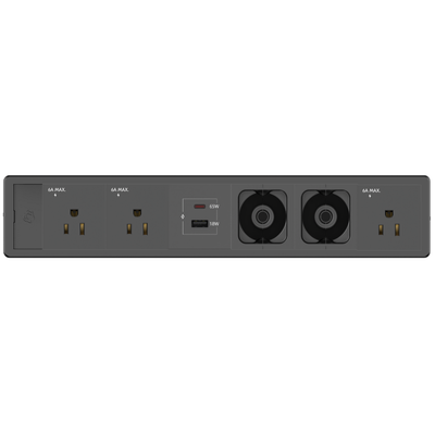 Kramer T-IN6-REC1-B3 Table Surface Box, 3 Power, Charging USB-A/C, 2 Holes, Black