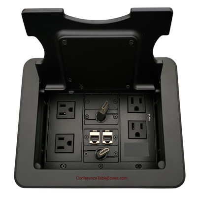 Cable Well Wireless QI 4 Power, 2 Retractable HDMI, 2 Cat6, Black