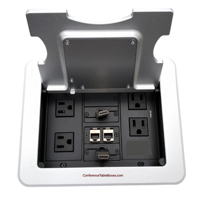 Cable Well Wireless QI 4 Power, 2 Retractable HDMI, 2 Cat6, Silver