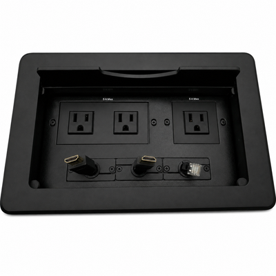 Table AV Box 3 Power, Retracting 2 HDMI & 1 Cat6, Black