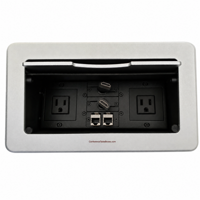 Cable Well, 2 Power, 2 Data, 2 Retracting HDMI, Silver