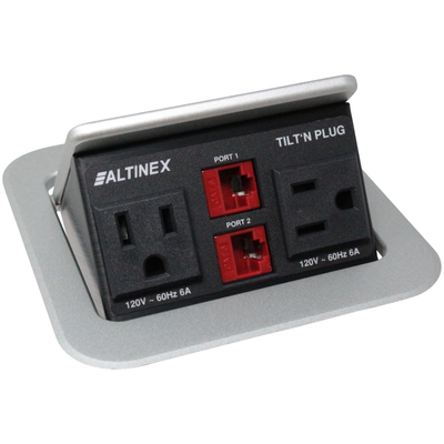 Pop Up Conference Table Box with 2 Power and 2 Cat6 - Silver