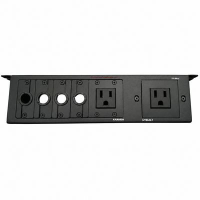 Under Table Edge Box, 2 Power, 4 Grommet Holes, Black