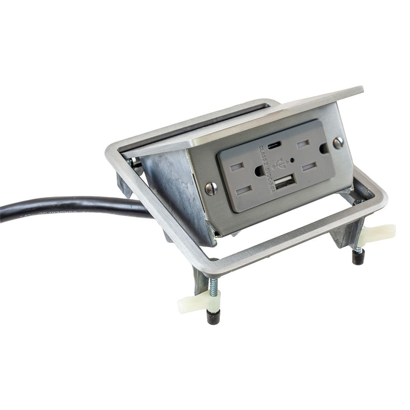 Hubbell WSBUSB2X2AC5BLK Pop Up Box, 2 Power, 2 Charging USB - Black