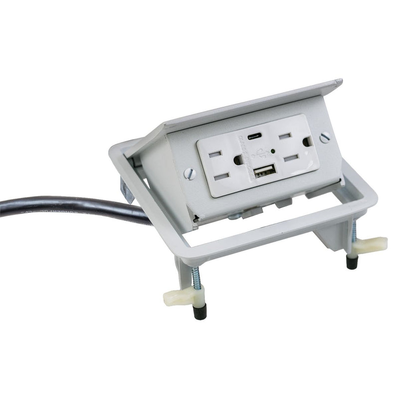 Hubbell WSBUSB2X2AC5WHT Pop Up Box, 2 Power, 2 Charging USB - White