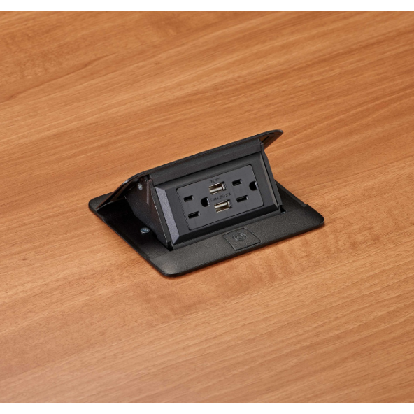 Pop Up Box, 15 Amp, Charging USB, Corded Plug, Black