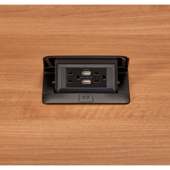 Wiremold DQFP15UBK Stainless Pop Up Power Box, 2 Power, 2 Charging USB, Black