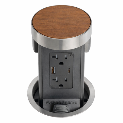 Pop Up Outlet Custom Wood Top, Stainless