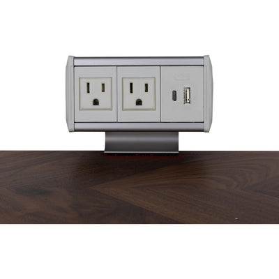 Table Edge Clamping Box, 2 Power, Charging USB-A and C, White