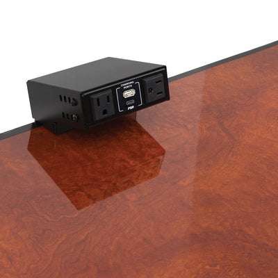 FSR Table Edge Clamp Box with 2 Power, 2 Charging USB-A/C, Black
