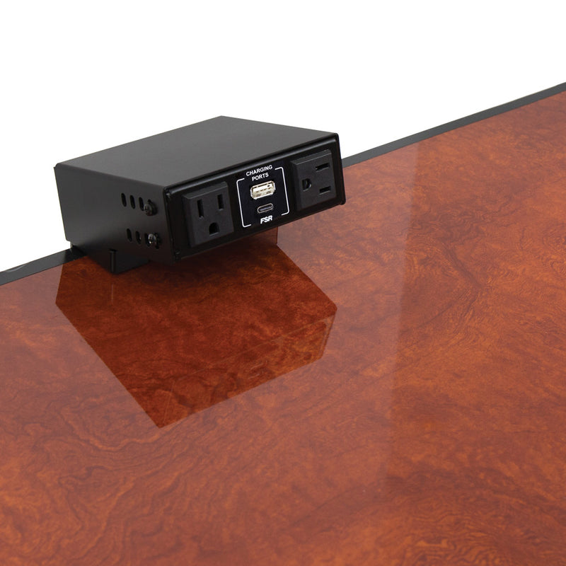 FSR Table Edge Clamp Box with 2 Power, 2 Charging USB-A/C, Black