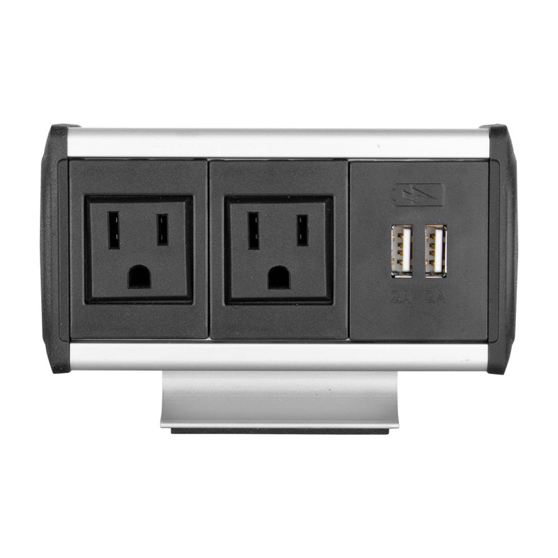 Table Edge Clamping Box, 2 Power and 2 Charging USB-A, Black