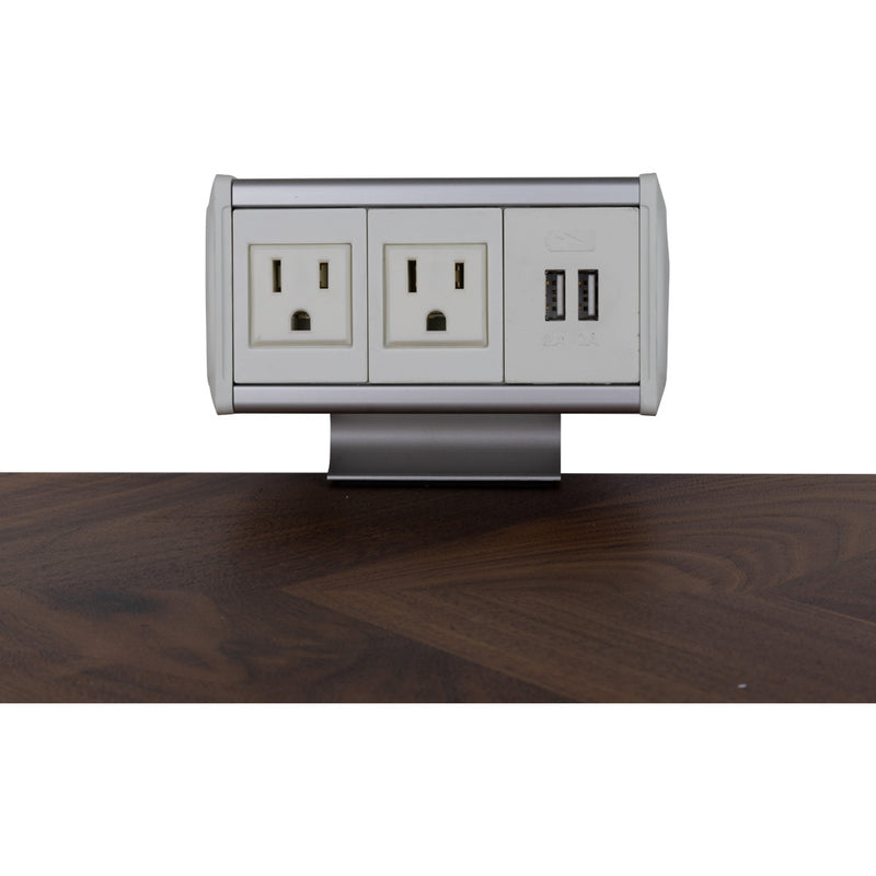Table Edge Clamping Box, 2 Power and 2 Charging USB-A, White