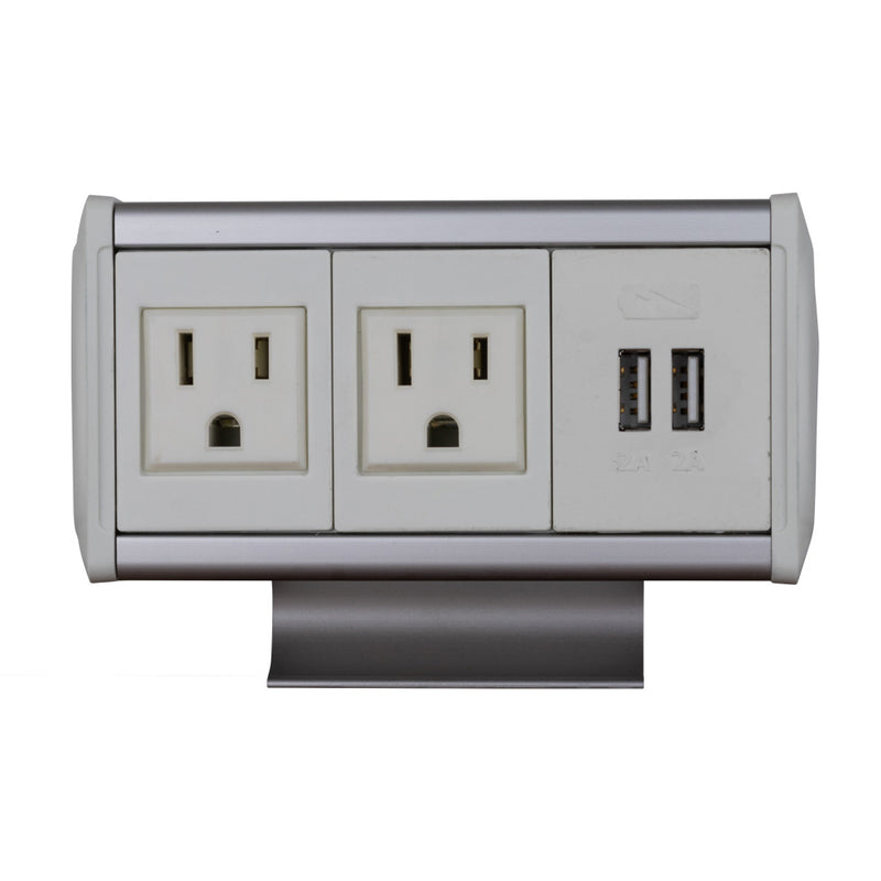 Table Edge Clamping Box, 2 Power and 2 Charging USB-A, White