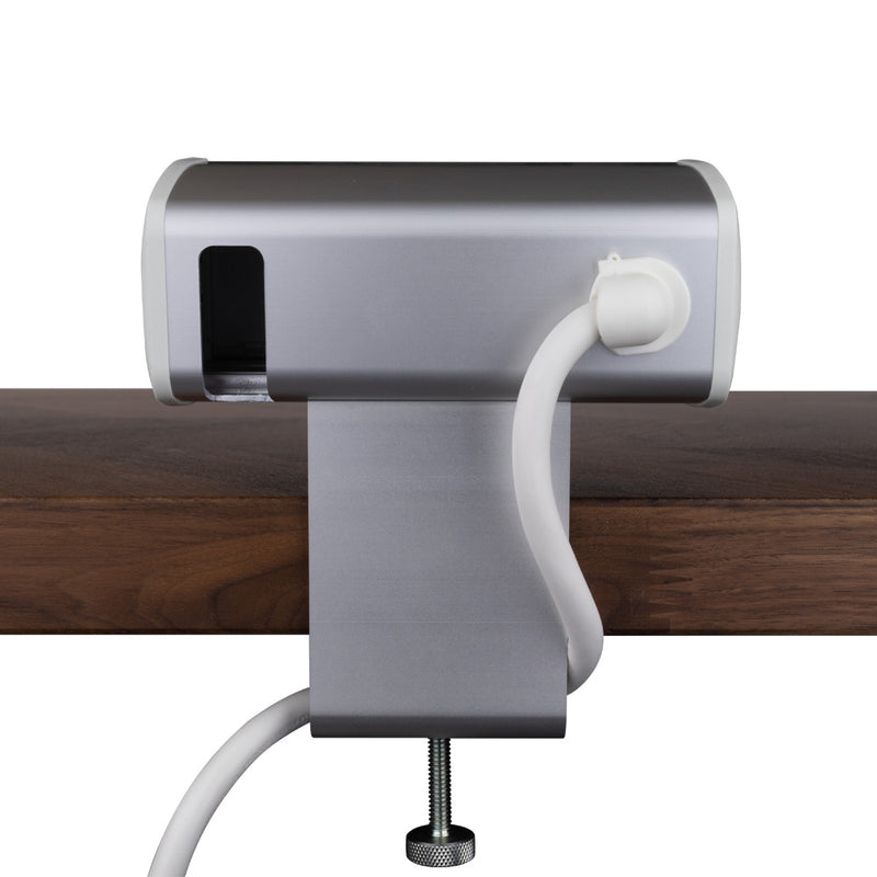 Table Edge Clamp Box, 2 Power, 2 Charging USB, 1 HDMI, 1 Cat6, White, Rear
