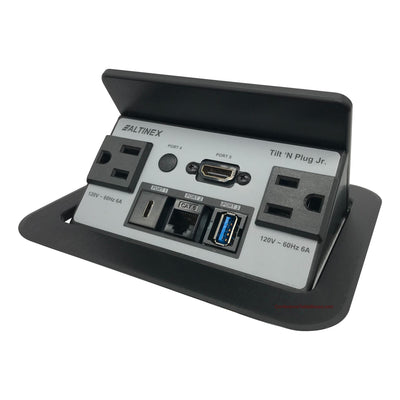 Altinex TNP329C2 Pop Up Table AV Box, Power, Data, HDMI, USB-A, USB-C - Black