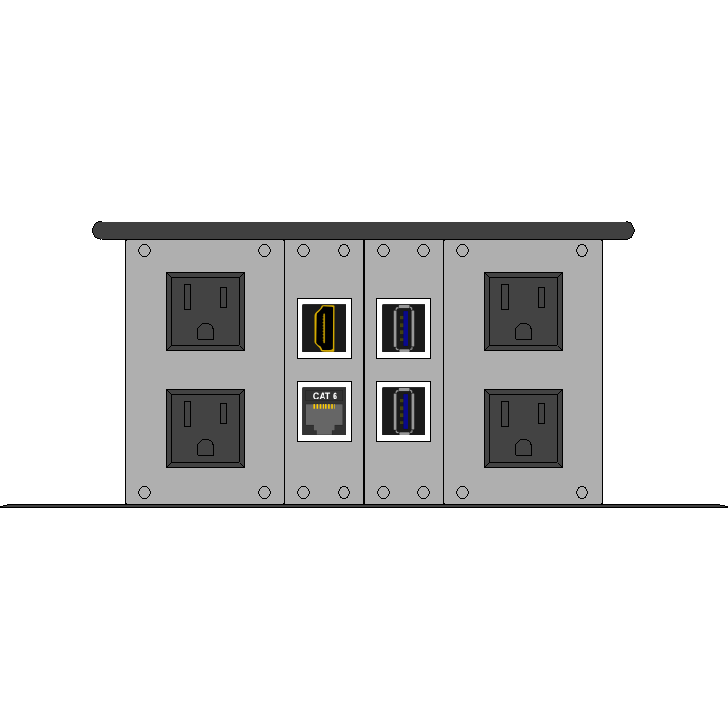 Dual Sided Pop Up Box, Each Side 4 Power, 1 Cat6, 1 HDMI, 2 USB, Black