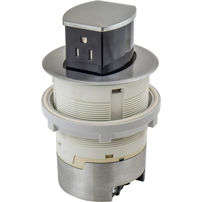 Bryant Electric RCT200ALU Pop Up Outlet, 15Amp Hardwired, Surface Mount, Aluminum, Open