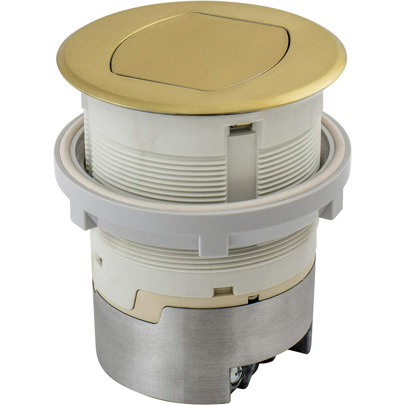 Bryant Electric RCT200BR Pop Up Outlet, 15Amp Hardwired, Surface Mount, Brass, Closed