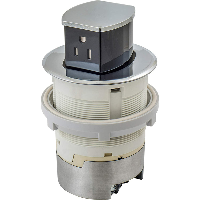 Bryant Electric RCT200CH Pop Up Outlet, 15Amp Hardwired, Surface Mount, Chrome, Popped Up