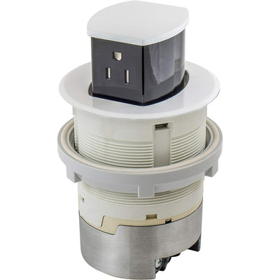 Bryant Electric RCT200W Pop Up Outlet, 15Amp, Surface Mount, White, Open