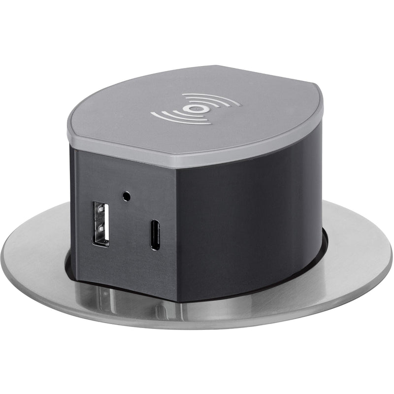 Hubbell RCT600ALU Pop Up 15A Power, USB-A/C Wireless Charging Aluminum