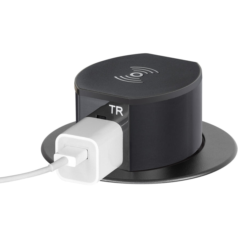 Hubbell RCT600BK Pop Up 15A Outlet, USB-A/C, Wireless Charging, Black