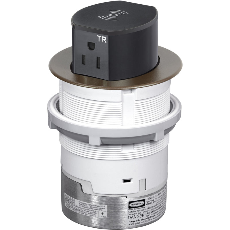 Hubbell RCT600BZE Pop Up 15A Power, USB-A/C Wireless Charging Bronze