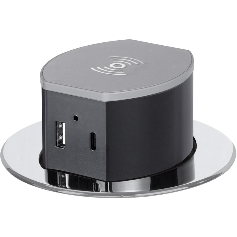 Hubbell RCT600CH Pop Up 15A Power, USB-A/C Wireless Charging, Chrome