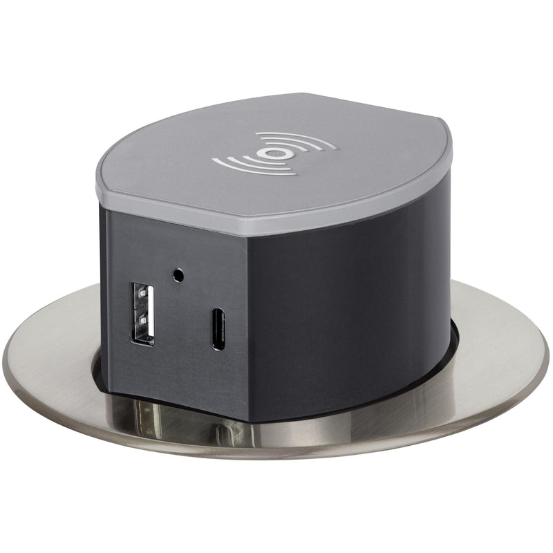 Hubbell RCT600NI Pop Up 15A Power, USB-A/C Wireless Charging Nickel