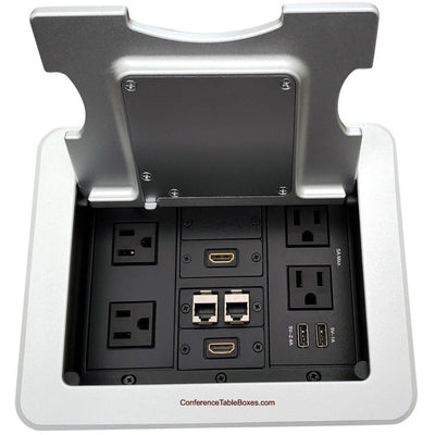 Kramer TBUS-1-KWC-S1 4 Power, Wireless Charging Lid, Charging USB, 2 HDMI, 2 Cat6 - Silver