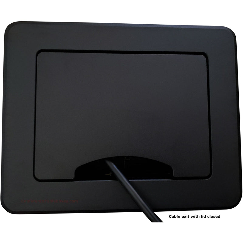 Cable Well Table Box with 1 Power, 1 HDMI, 2 Cat6 - Black