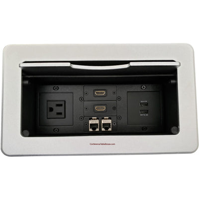 Kramer TBUS-6-S5 Conference Table Box, 1 Power, 2 Charging USB, 2 HDMI, 2 Data - Silver