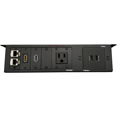 Kramer UTBUs Under Table Edge Mount AV Box, 1 Power, 2 Data, 1 HDMI, 1 USB - Black