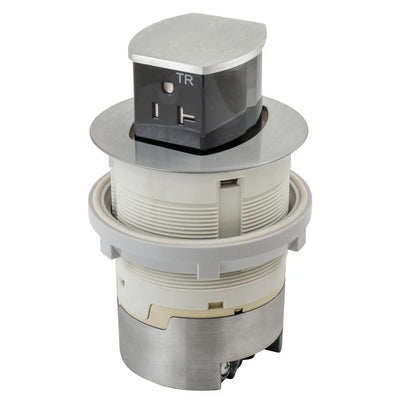 Bryant Electric RCT221ALU Pop Up Outlet, 20Amp, Flush Mount, Aluminum