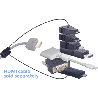 Liberty AV Digitalinx DL-AR7249 digital keychain presentation adapter converts HDMI to: DisplayPort, Mini DisplayPort, Micro HDMI, Mini HDMI, USB-C, DVI, Lightning