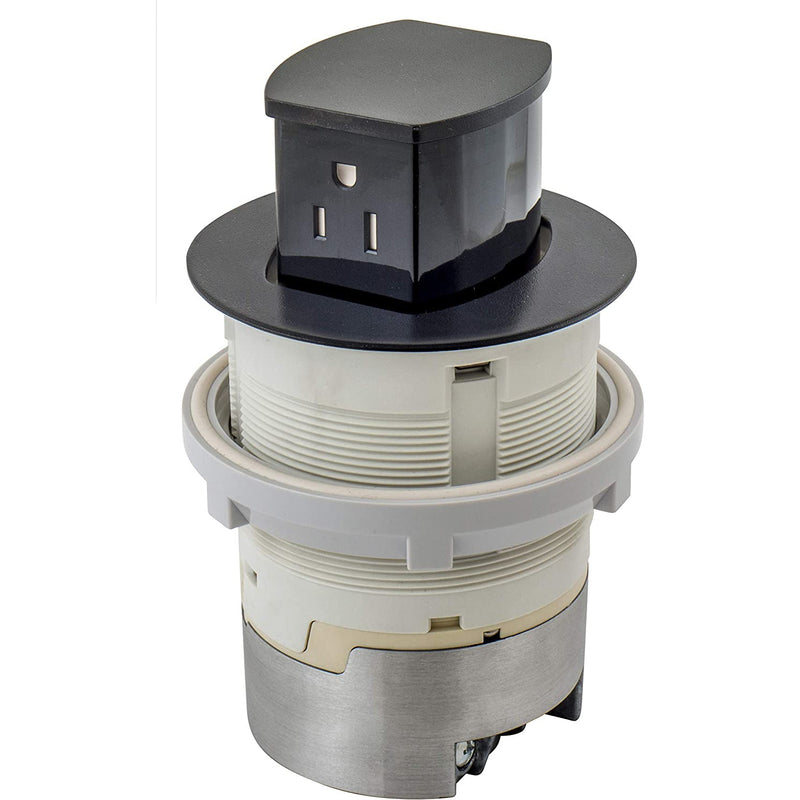 Bryant Electric RCT201BK Pop Up Outlet, 15Amp, Flush Mount, Black