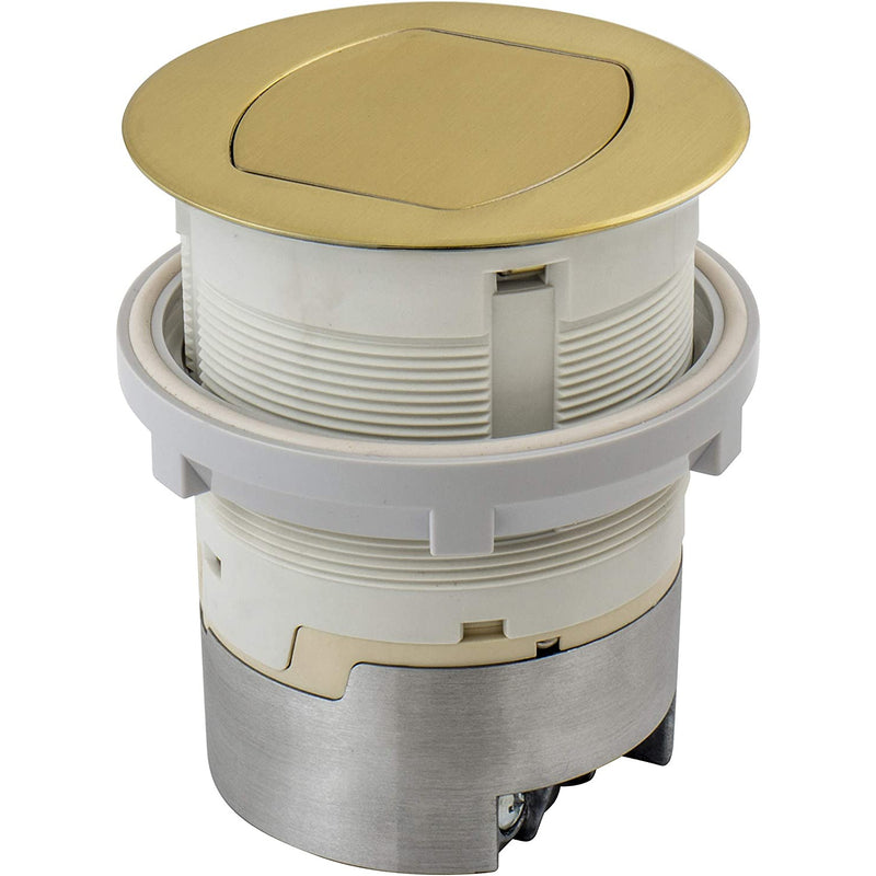 Bryant Electric RCT201BR Pop Up Outlet, 15Amp, Flush Mount, Brass