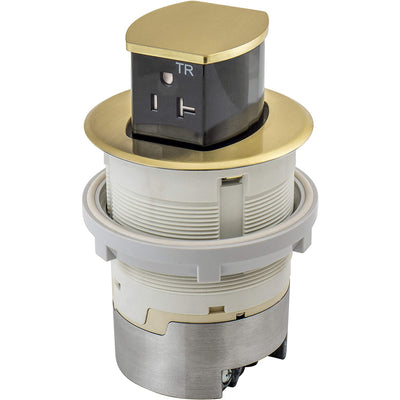 Bryant Electric RCT220BR Pop Up Outlet, 20Amp, Surface Mount, Brass