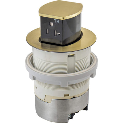 Bryant Electric RCT221BR Pop Up Outlet, 20Amp, Flush Mount, Brass