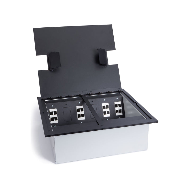 Recessed Table Box Recessed Commercial Floor Box, 12 Decora Openings, Hinged Lid, Black ...