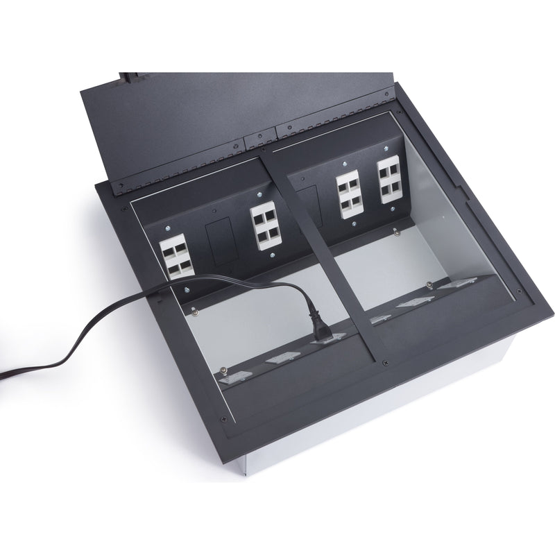 Recessed Table Box Recessed Commercial Floor Box, 12 Decora Openings, Hinged Lid, Stainle ...