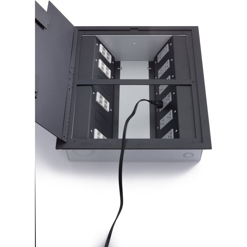 Recessed Table Box Recessed Commercial Floor Box, 12 Decora Openings, Hinged Lid, Black ...
