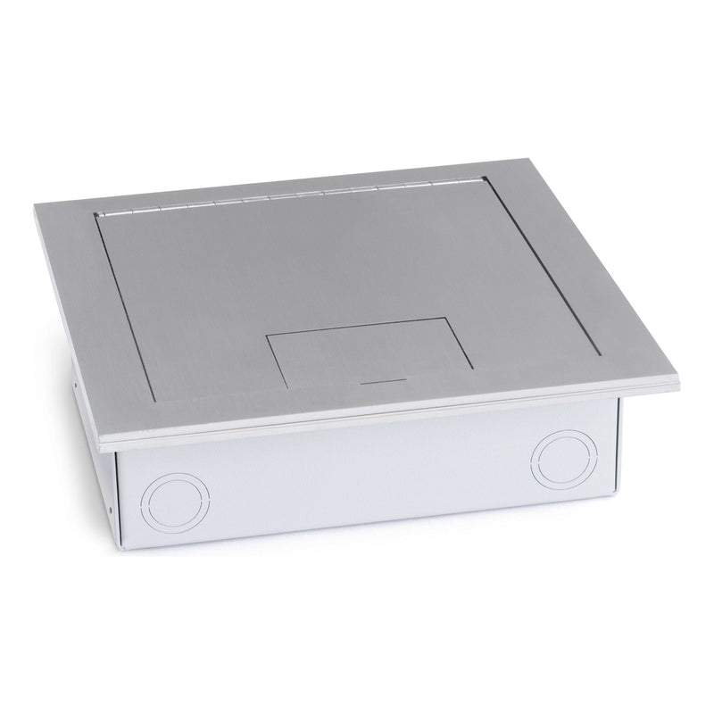Recessed Commercial Floor Box, 2 Decora Openings, Hinged Lid, Stainles ...